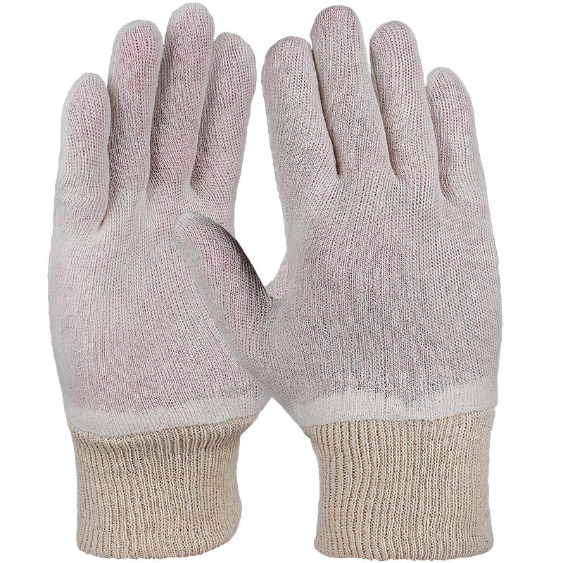 Cotton Interlock White Gloves With Knit Wrist