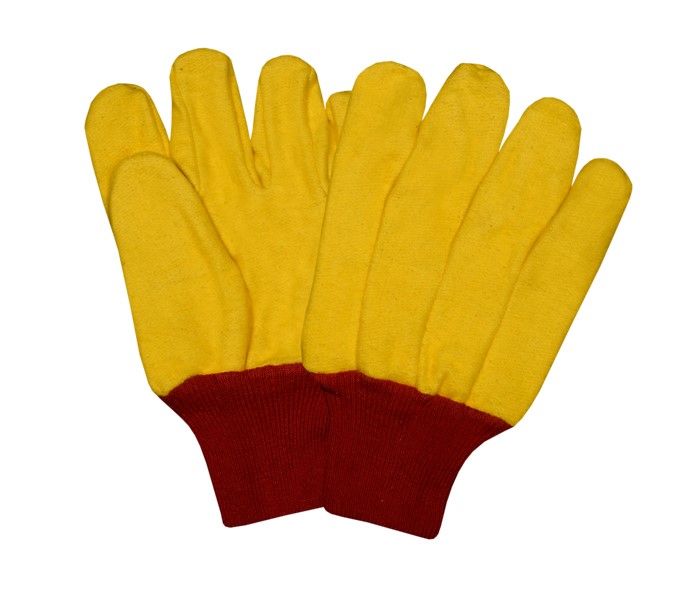 Yellow Chore Gloves Single Ply With Red K/w