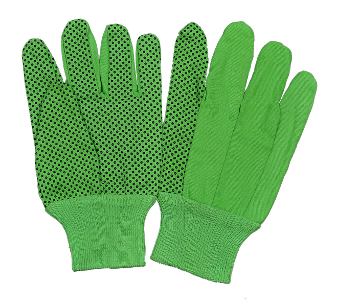 ​Drill Green/Black PVC Dots Gloves With Green Knit