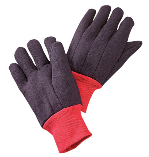 JERSEY BROWN GLOVES WITH RED KNIT WRIST